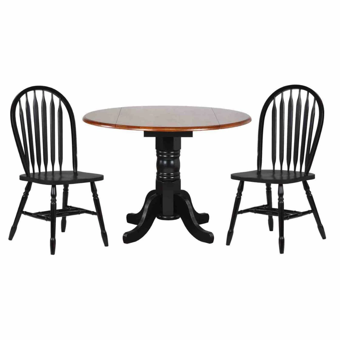 Outlet ๐ Sunset Trading 3-Piece 42 In. Round Drop Leaf Dining Set With Arrowback Chairs ๐ 3 Outlet ๐ Sunset Trading 3-Piece 42 In. Round Drop Leaf Dining Set With Arrowback Chairs ๐