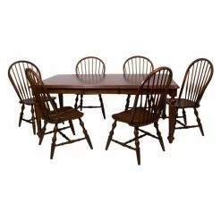 Top 10 🛒 Rectangle Sunset Trading 7-Piece Andrews Butterfly Leaf Dining Table Set In Chestnut ⭐