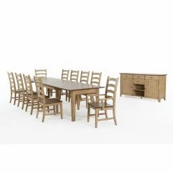 New 😍 Rectangle Sunset Trading Brook 12 Piece Extendable Dining Set With Sideboard 🤩