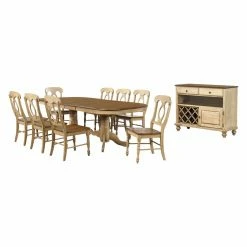 Discount ⌛ Rectangle Sunset Trading Brook 10 Piece Extendable Dining Table Set With Server 🧨