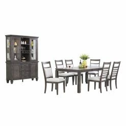 Best Pirce โ๏ธ Rectangle Sunset Trading Shades Of Gray 9 Piece Dining Table Set With China Cabinet ๐งจ