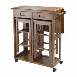 Budget 💯 Square Winsome Space Saver 3 Piece Small Table With 2 Nesting Stools ✔️