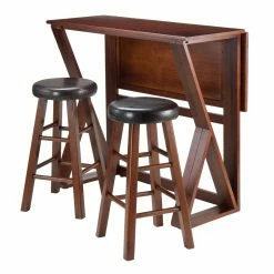 Deals ⭐ Rectangle Winsome Trading Harrington 3 Piece Counter Height Dining Table Set With 24 In. Round Seat Stools ⭐