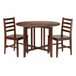 Cheap 👍 Winsome Trading Alamo 3 Piece Round Dining Table Set With Hamilton Ladder Back Chairs 🌟