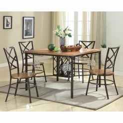 Cheapest 👏 Square Baxton Studio Vintner 5 Piece Dining Set ⭐