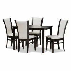 Buy 🤩 Rectangle Baxton Studio Adley 5 Piece Rectangular Dining Set 👍