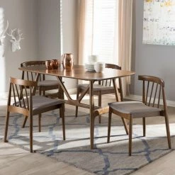 Flash Sale 🔥 Rectangle Baxton Studio Wyatt 5 Piece Rectangular Dining Set 💯