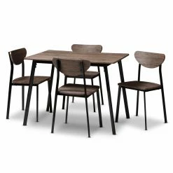 Best Pirce ๐ Rectangle Baxton Studio Ornette 5 Piece Dining Table Set ๐