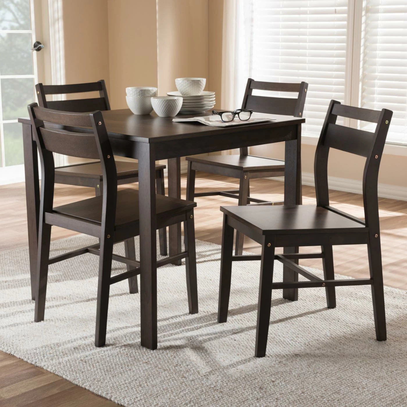 Buy ❤️ Square Baxton Studio Lovy 5 Piece Rectangular Dining Set ❤️ 3 Buy ❤️ Square Baxton Studio Lovy 5 Piece Rectangular Dining Set ❤️