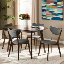 New 🛒 Rectangle Baxton Studio Hadrea 5 Piece Rectangular Dining Table Set ❤️
