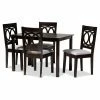 New 🧨 Rectangle Baxton Studio Lenoir Upholstered 5 Piece Dining Table Set 💯 -Kitchen Sales Store masterWSI4455