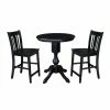 Best deal 🧨 Round International Concepts 3 Piece 30 In. Curved Base Counter Height Dining Table Set With San Remo Stools 🎉 -Kitchen Sales Store masterWWI1006
