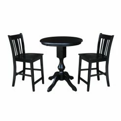 Best deal 🧨 Round International Concepts 3 Piece 30 In. Curved Base Counter Height Dining Table Set With San Remo Stools 🎉