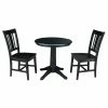 Outlet 👏 Round International Concepts 3 Piece 30 In. Straight Pedestal Dining Table Set With San Remo Chairs 🎉 -Kitchen Sales Store masterWWI1009