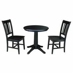 Outlet 👏 Round International Concepts 3 Piece 30 In. Straight Pedestal Dining Table Set With San Remo Chairs 🎉