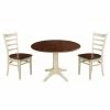 Discount 👏 Round International Concepts 3 Piece Pedestal Dining Set With Drop Leaf 🌟 -Kitchen Sales Store masterWWI1017