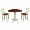 Brand new 💯 Round International Concepts 3 Piece Straight Pedestal Counter Height Dining Set With Drop Leaf 🧨 -Kitchen Sales Store masterWWI1018