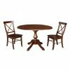 Budget 👍 International Concepts 3 Piece Round Dining Set With Drop Leaf 🥰 -Kitchen Sales Store masterWWI1021