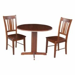 Cheapest 🥰 Round International Concepts 3 Piece Dining Table Set - Espresso ✔️