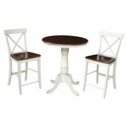Best deal ⭐ International Concepts Raymond 3 Piece Round Counter Height Pedestal Dining Table Set 💯