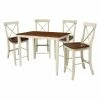 Buy 🥰 Rectangle International Concepts Raymond Rectangular 5 Piece Counter Height Dining Table Set With X-Back Stool 👍 -Kitchen Sales Store masterWWI504