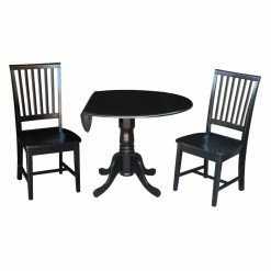 Wholesale ๐ฅฐ Round International Concepts Dual Drop Leaf 3 Piece Dining Table Set With Mission Chairs ๐