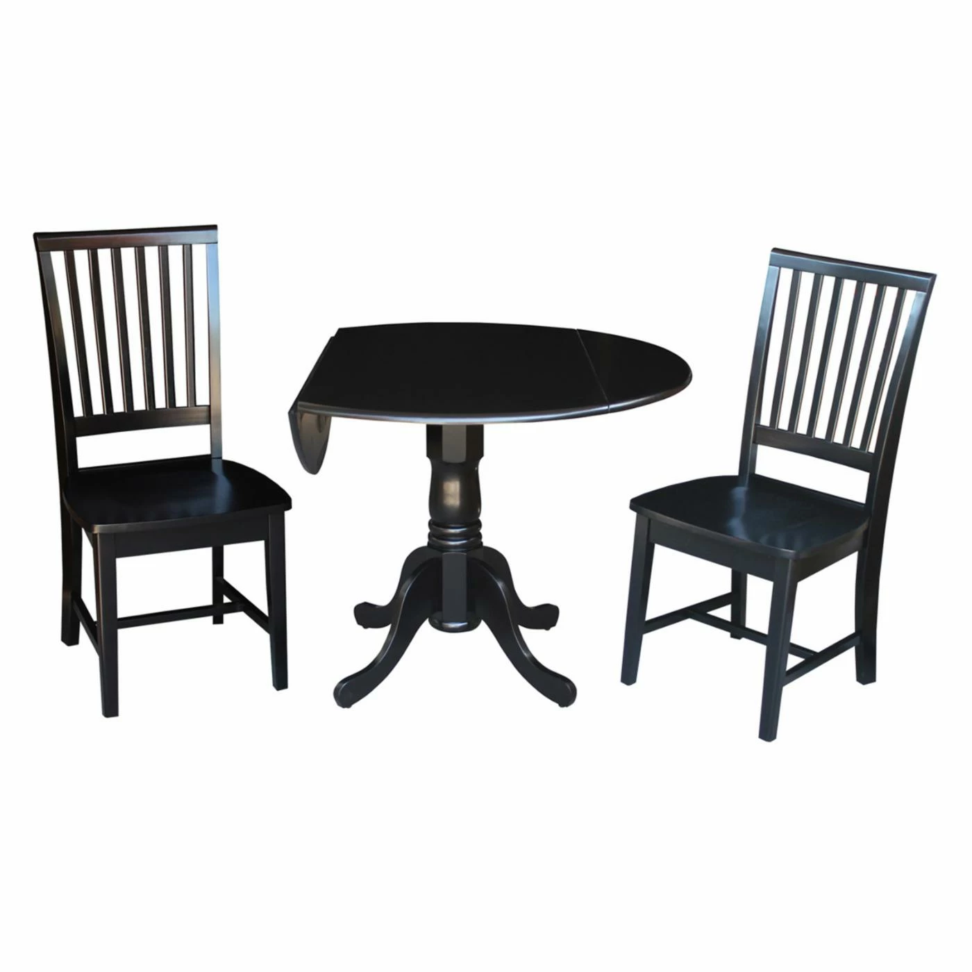 Wholesale ๐ฅฐ Round International Concepts Dual Drop Leaf 3 Piece Dining Table Set With Mission Chairs ๐ 3 Wholesale ๐ฅฐ Round International Concepts Dual Drop Leaf 3 Piece Dining Table Set With Mission Chairs ๐