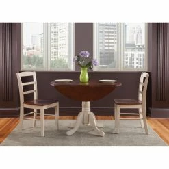 Best reviews of ❤️ Round International Concepts Dual Drop Leaf 3 Piece Dining Table Set With Madrid Chairs ✔️