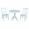 Budget 🎉 International Concepts Round Extension 3 Piece Dining Set With X-Back Chairs 😉 1 Budget 🎉 International Concepts Round Extension 3 Piece Dining Set With X-Back Chairs 😉 -Kitchen Sales Store masterWWI782