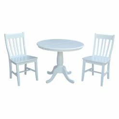 Budget 🎉 International Concepts Round Extension 3 Piece Dining Set With Cafe Chairs ✨