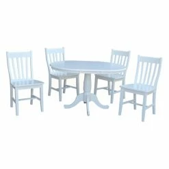 Cheap 🎁 International Concepts Round Extension 5 Piece Dining Set With Cafe Chairs 👏