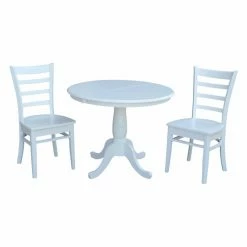 Brand new ⌛ International Concepts Round Extension 3 Piece Dining Set With Emily Chairs 🛒