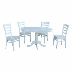 Kitchen Sales Store 17 Top 10 👏 International Concepts Round Extension 5 Piece Dining Set With Emily Chairs 💯