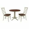 Cheap 😀 Round International Concepts 36 In. 3 Piece Straight Base Dining Table Set With 2 X-Back Chairs And 12 In. Extension Leaf 🎉 -Kitchen Sales Store masterWWI816
