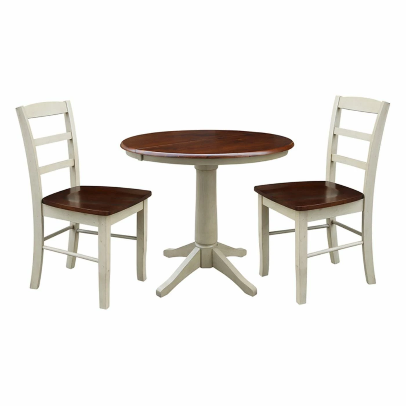 Best Pirce π Round International Concepts 36 In. 3 Piece Straight Base Dining Table Set With 2 Madrid Chairs And 12 In. Extension Leaf π 3 Best Pirce π Round International Concepts 36 In. 3 Piece Straight Base Dining Table Set With 2 Madrid Chairs And 12 In. Extension Leaf π