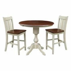 Buy 🧨 Oval International Concepts 3 Piece Curved Base Dining Table Set With San Remo Counter Stools ⭐