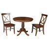 Flash Sale 🎉 Oval International Concepts 36 In. 3 Piece Pedestal Dining Table Set With 12 In. Leaf And 2 X-Back Chairs 🔥 -Kitchen Sales Store masterWWI823