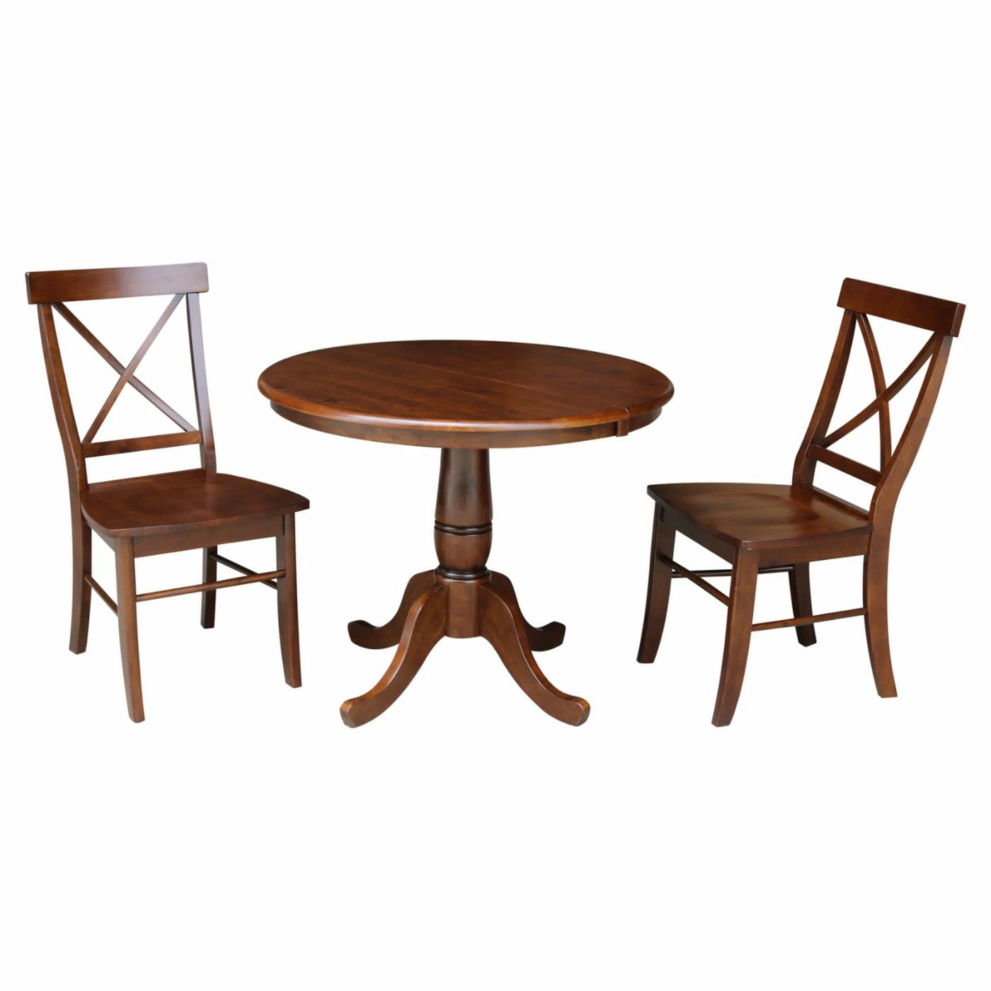 Flash Sale ๐ Oval International Concepts 36 In. 3 Piece Pedestal Dining Table Set With 12 In. Leaf And 2 X-Back Chairs ๐ฅ 3 Flash Sale ๐ Oval International Concepts 36 In. 3 Piece Pedestal Dining Table Set With 12 In. Leaf And 2 X-Back Chairs ๐ฅ
