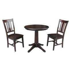 Hot Sale 😉 Round International Concepts Straight Pedestal Dining Table With 2 San Remo Chairs 💯