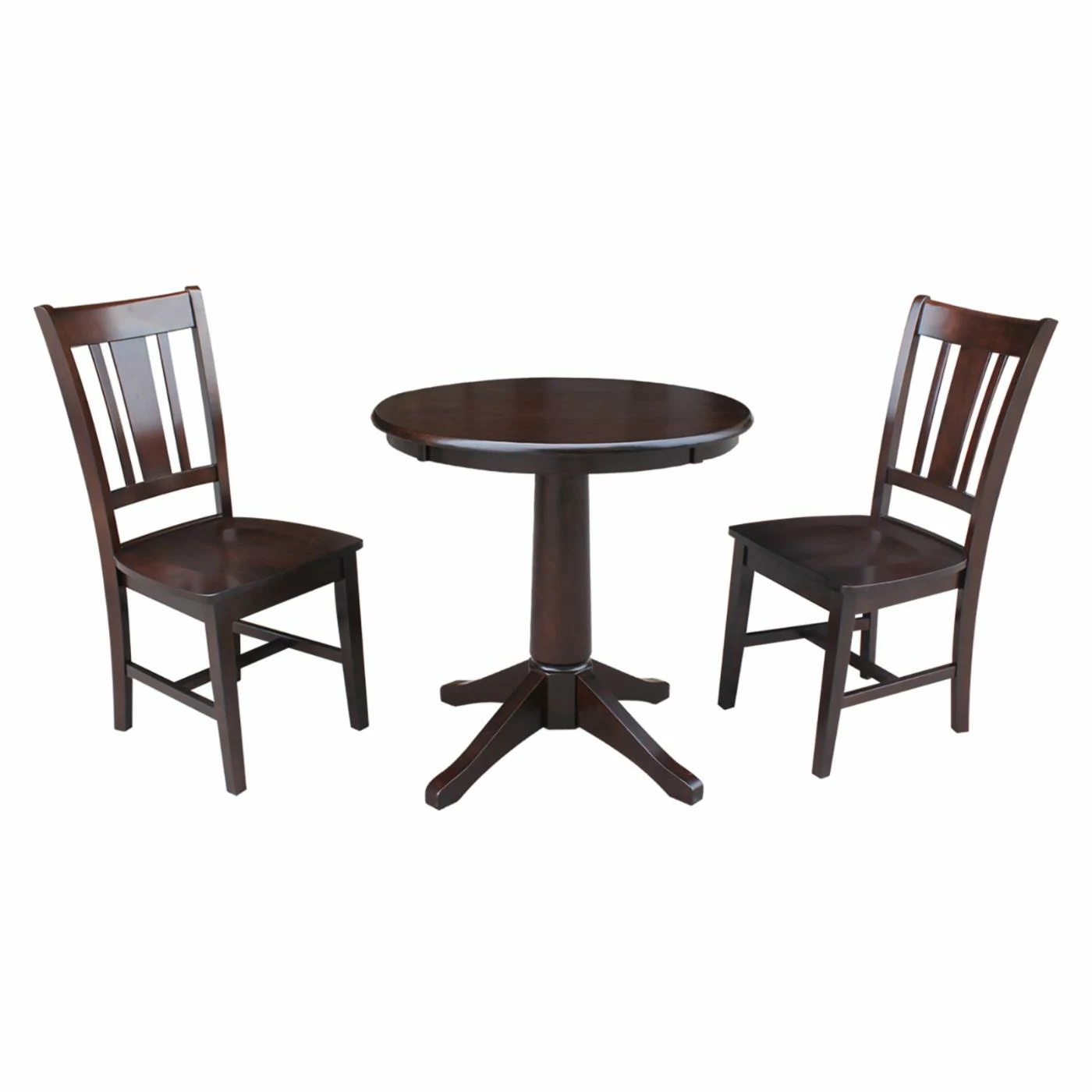 Hot Sale 😉 Round International Concepts Straight Pedestal Dining Table With 2 San Remo Chairs 💯 3 Hot Sale 😉 Round International Concepts Straight Pedestal Dining Table With 2 San Remo Chairs 💯