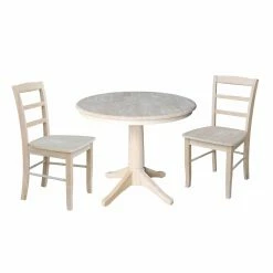 Best reviews of 🛒 Round International Concepts Straight Pedestal Dining Table Set With 2 Madrid Chairs 🎁