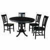 Best Sale 😍 Oval International Concepts 5 Piece Curved Pedestal Dining Table Set With Extension Leaf And San Remo Chairs 🎁 -Kitchen Sales Store masterWWI852