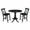 Brand new ⌛ Oval International Concepts 3 Piece Counter Height Table Set With Extension Leaf And 2 Cross Back Chairs 🌟 -Kitchen Sales Store masterWWI853