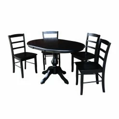 Cheapest 😉 Oval International Concepts 5 Piece Round Dining Table Set With Extension Leaf And Madrid Chairs 😉
