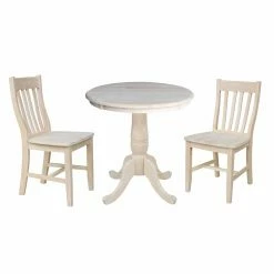 Buy ⌛ Round International Concepts 3 Piece Curved Pedestal Dining Table Set With 2 Cafe Chairs ✔️