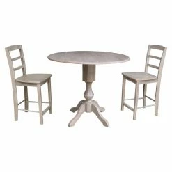 Best deal ⌛ International Concepts Lauren 3 Piece Round Pedestal Gathering Height Table Set 😀