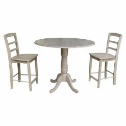 Outlet ❤️ International Concepts Janice 3 Piece Round Pedestal Gathering Height Table Set ⌛