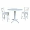 Promo 👏 International Concepts 3 Piece Round Drop Leaf Table Set With Ladder Back Chairs 😍 -Kitchen Sales Store masterWWI983