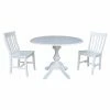Flash Sale 🔔 International Concepts 3 Piece Round Pedestal Table Set With Drop Leaf Extensions 🎉 -Kitchen Sales Store masterWWI986