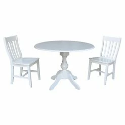 Flash Sale 🔔 International Concepts 3 Piece Round Pedestal Table Set With Drop Leaf Extensions 🎉